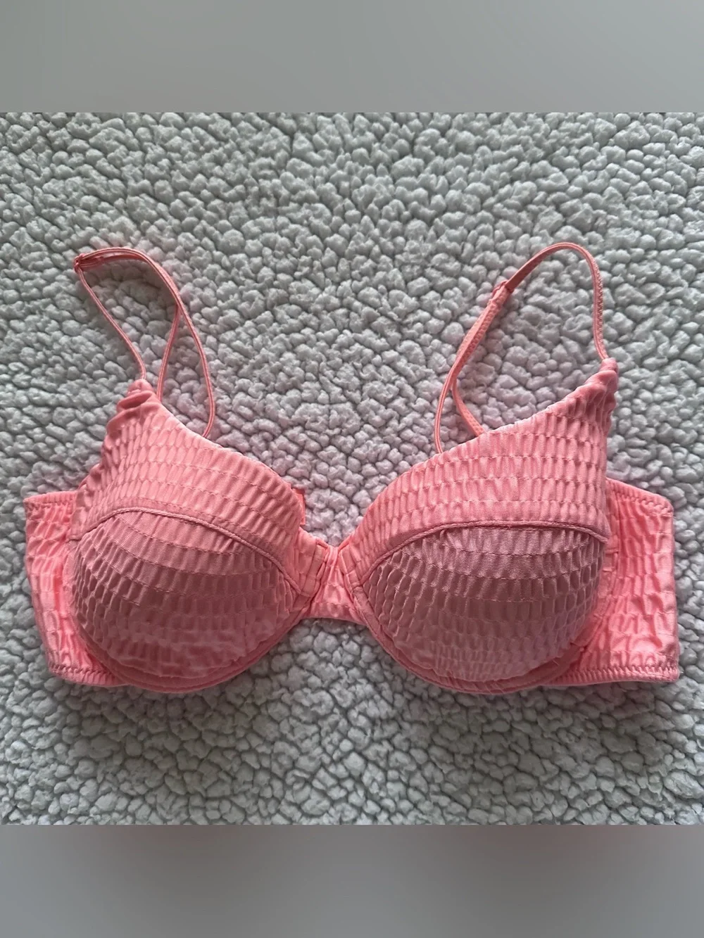 TRIANGL bikini set peach pink crinkle texture cheeky cut adjustable straps S
